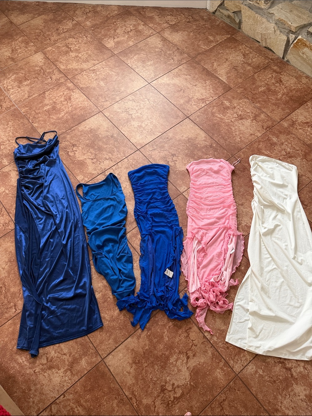 LOT of SHEIN dresses Women’s Ruched Slip Dress - Blue, Pink, White